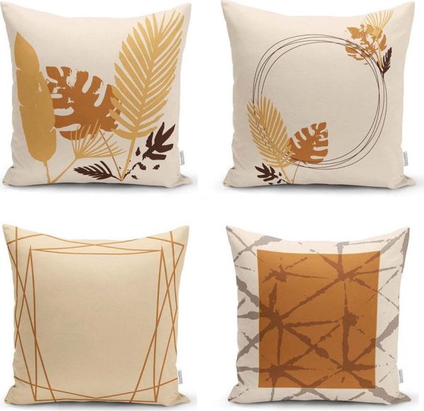 Oranžovo-béžové povlaky na polštáře v sadě 4 ks 43x43 cm - Minimalist Cushion Covers