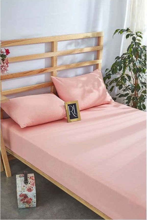 Růžové napínací bavlněné prostěradlo a povlak na polštář v sadě 180x200 cm – Mila Home