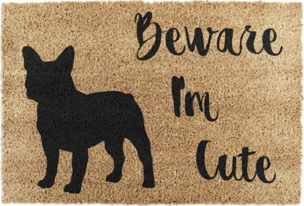 Rohožka z kokosového vlákna 40x60 cm Beware I'm Cute French Bulldog – Artsy Doormats