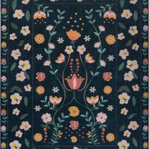 Tmavě modrý pratelný koberec 170x240 cm MATCH NORDIC FLORAL – Flair Rugs