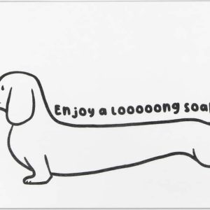 Bílá koupelnová předložka z křemeliny 39x60 cm Dachshund – Artsy Doormats