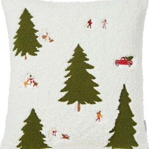 Dekorační polštář s vánočním motivem z materiálu bouclé 45x45 cm Christmas Tree – Catherine Lansfield