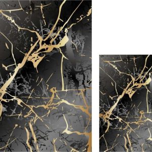 Koupelnové předložky v černo- zlaté barvě v sadě 2 ks 60x100 cm Cracks – Mila Home