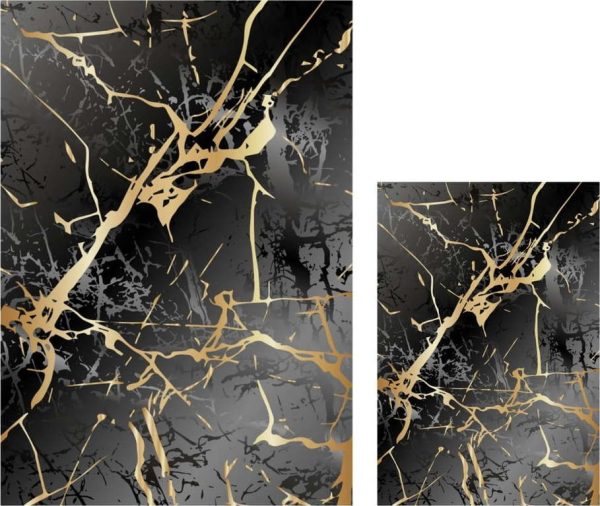 Koupelnové předložky v černo- zlaté barvě v sadě 2 ks 60x100 cm Cracks – Mila Home