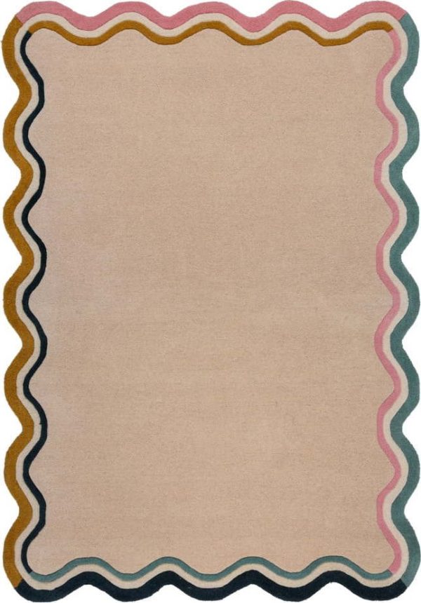 Krémový ručně tkaný vlněný koberec 160x230 cm Leo Scallop – Flair Rugs