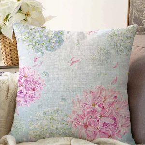 Modrý povlak na polštář s příměsí bavlny Minimalist Cushion Covers Peony