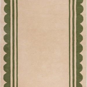 Ručně tkaný vlněný koberec v zeleno-přírodní barvě 160x230 cm Lois Scallop – Flair Rugs