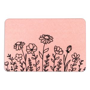 Světle růžová koupelnová předložka z křemeliny 39x60 cm Floral Lines – Artsy Doormats