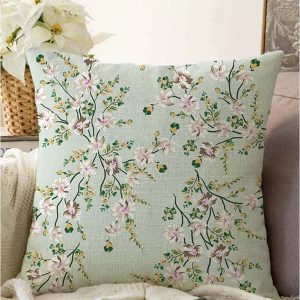 Zelený povlak na polštář s příměsí bavlny Minimalist Cushion Covers Bloom