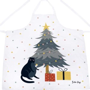 Bavlněná zástěra s vánočním motivem Crazy Cat Xmas – Butter Kings