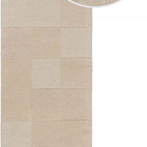 Béžový ručně tkaný vlněný běhoun 60x230 cm Checkerboard – Flair Rugs