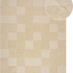 Béžový vlněný koberec 170x120 cm Checkerboard - Flair Rugs