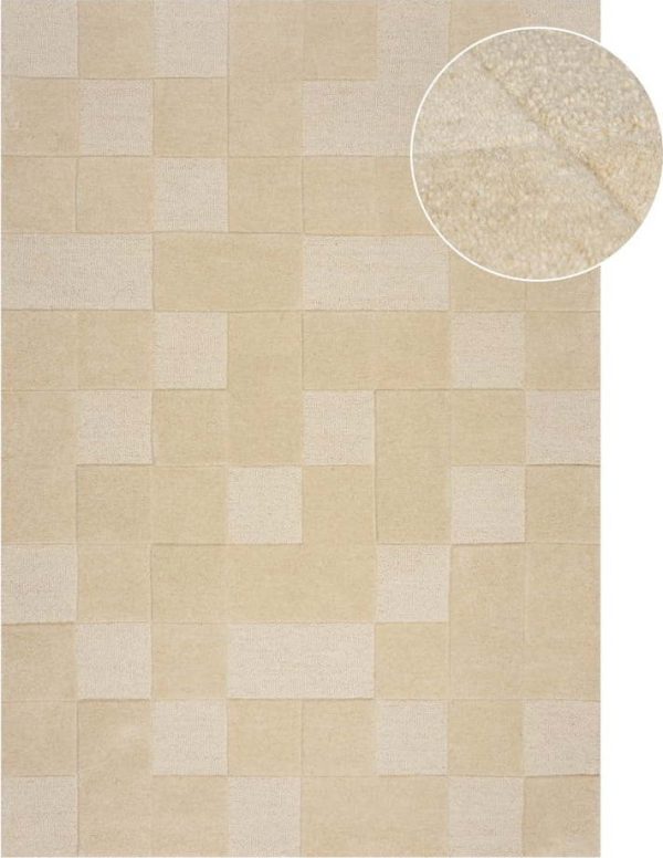 Béžový vlněný koberec 230x160 cm Checkerboard - Flair Rugs