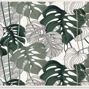 Bílo-zelený pratelný koberec 80x150 cm Monstera – Oyo Concept