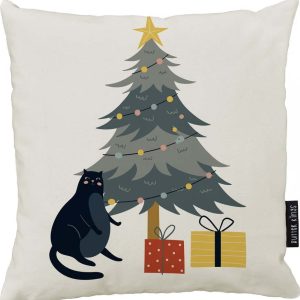 Dekorační polštář s vánočním motivem 45x45 cm Crazy Cat Xmas – Butter Kings