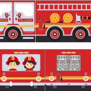 Dětský závěs k posteli 4 ks 195x75 cm Fire Truck – Vipack