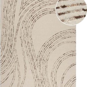 Hnědo-krémový vlněný koberec 120x170 cm Abstract Swirl – Flair Rugs