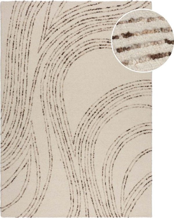 Hnědo-krémový vlněný koberec 160x230 cm Abstract Swirl – Flair Rugs