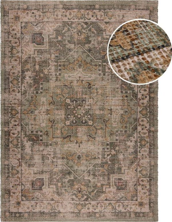 Khaki ručně tkaný koberec s příměsí juty 160x230 cm Selena Jute Traditional – Flair Rugs