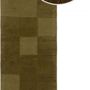 Khaki ručně tkaný vlněný běhoun 60x230 cm Checkerboard – Flair Rugs