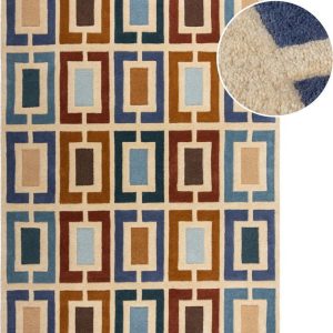 Modro-oranžový ručně tkaný vlněný koberec 80x150 cm Retro Blocks – Flair Rugs