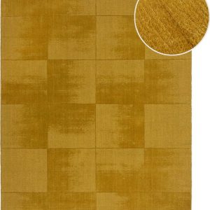 Okrově žlutý ručně tkaný vlněný koberec 200x290 cm Demi Check Ombre – Flair Rugs