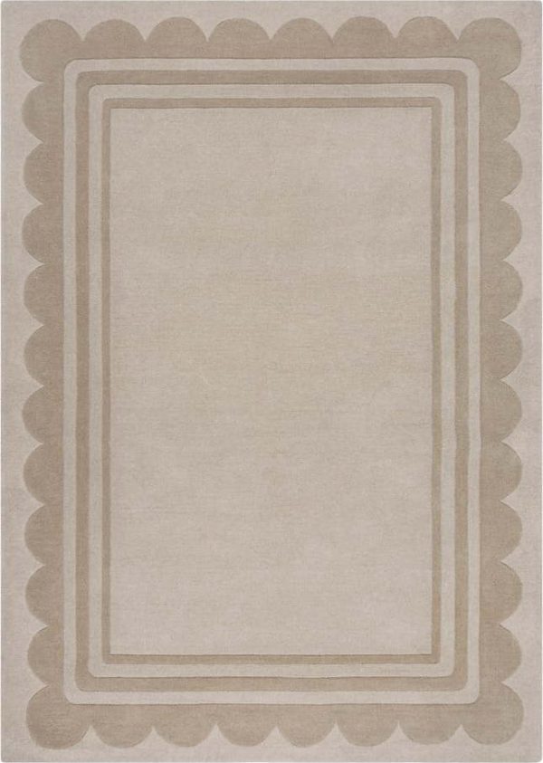 Ručně tkaný vlněný koberec v přírodní barvě 160x230 cm Lois Scallop – Flair Rugs