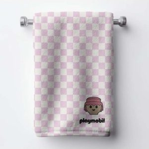 Růžová bavlněná dětská osuška 75x140 cm Checkerboard – Playmobil