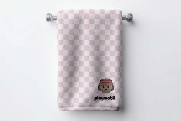 Růžová bavlněná dětská osuška 75x140 cm Checkerboard – Playmobil