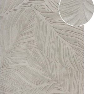 Šedý vlněný koberec Flair Rugs Lino Leaf