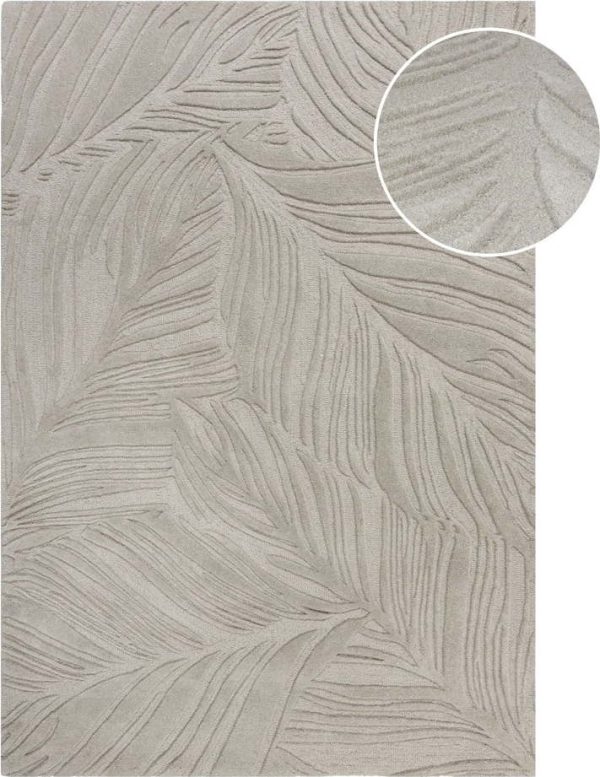 Světle šedý vlněný koberec 200x290 cm Lino Leaf – Flair Rugs