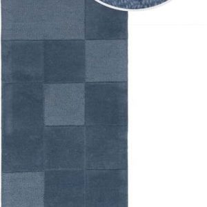 Tmavě modrý ručně tkaný vlněný běhoun 60x230 cm Checkerboard – Flair Rugs