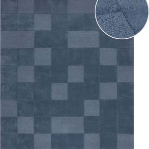 Tmavě modrý ručně tkaný vlněný koberec 200x290 cm Checkerboard – Flair Rugs