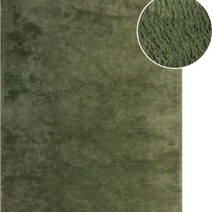 Tmavě zelená syntetická kožešina 200x290 cm Faroe Wool Look Fur – Flair Rugs