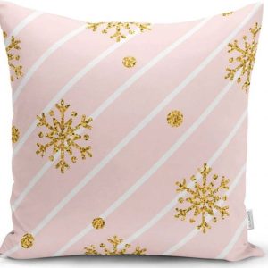 Vánoční povlak na polštář Minimalist Cushion Covers Gold Snowflakes