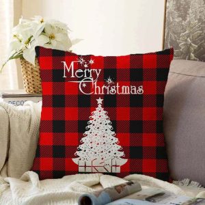 Vánoční žinylkový povlak na polštář Minimalist Cushion Covers Christmas Tartan