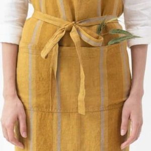 Lněná zástěra Amber Bronze Stripes – Linen Tales