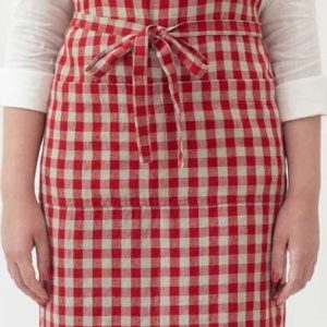 Lněná zástěra Red Gingham – Linen Tales