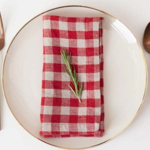 Lněné ubrousky v sadě 2 ks Red Gingham – Linen Tales