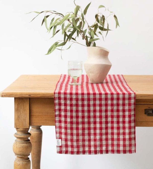 Lněný běhoun na stůl 40x200 cm Red Gingham – Linen Tales