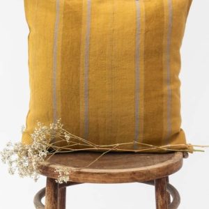 Lněný povlak na polštář 50x50 cm Amber Bronze Stripes – Linen Tales