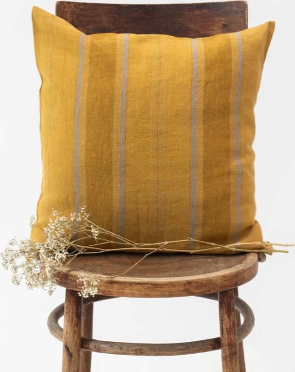 Lněný povlak na polštář 40x40 cm Amber Bronze Stripes – Linen Tales