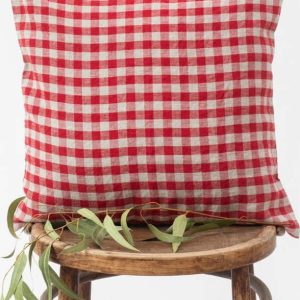 Lněný povlak na polštář 40x40 cm Red Gingham – Linen Tales