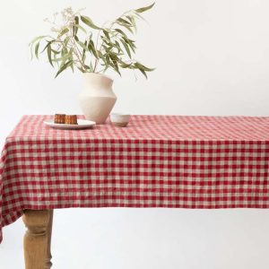 Lněný ubrus 140x300 cm Red Gingham – Linen Tales