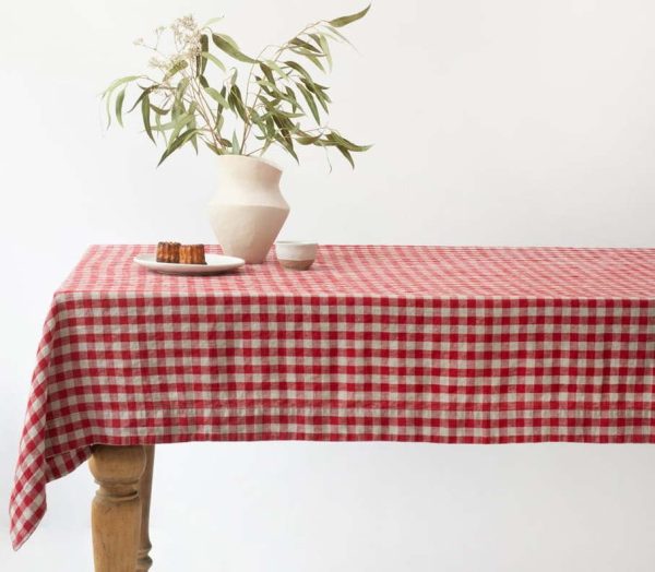 Lněný ubrus 140x250 cm Red Gingham – Linen Tales