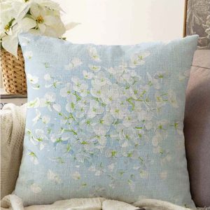 Modrý povlak na polštář s příměsí bavlny Minimalist Cushion Covers Blossom