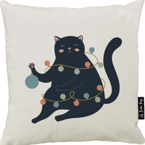 Povlak na polštář s vánočním motivem 45x45 cm Festive Cat – Butter Kings