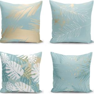 Sada 4 povlaků na polštáře Minimalist Cushion Covers Lagoon