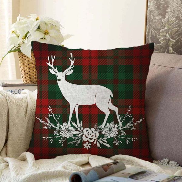 Vánoční žinylkový povlak na polštář Minimalist Cushion Covers Tartan Merry Christmas