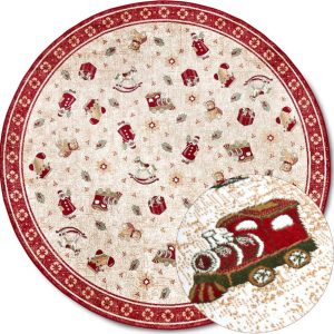 Červený kulatý koberec s vánočním motivem s příměsí bavlny ø 160 cm Toy's Delight Red Christmas – Villeroy&Boch